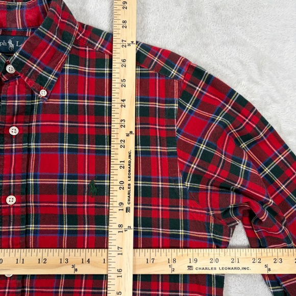 Ralph Lauren Mens Small Red Tartan Plaid Button Down Shirt Classic Fit Cotton - Picture 5 of 6